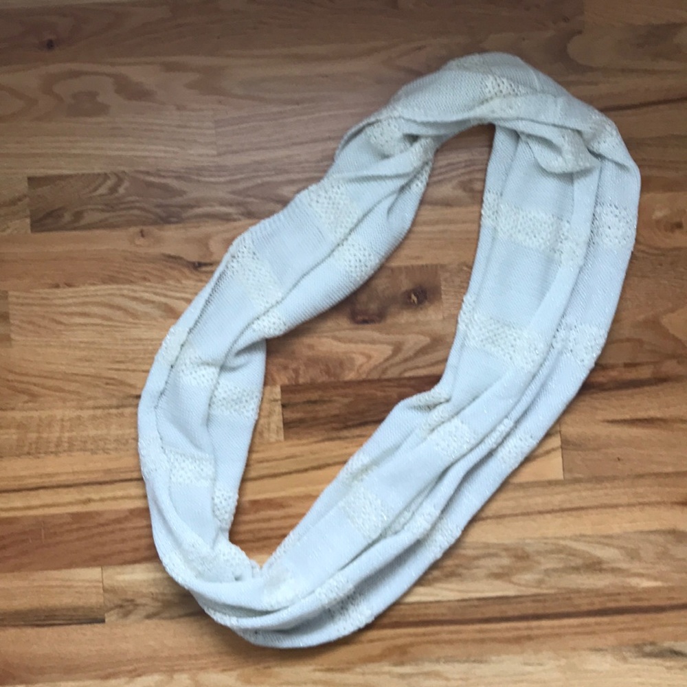 Off White Shimmer Loop Scarf